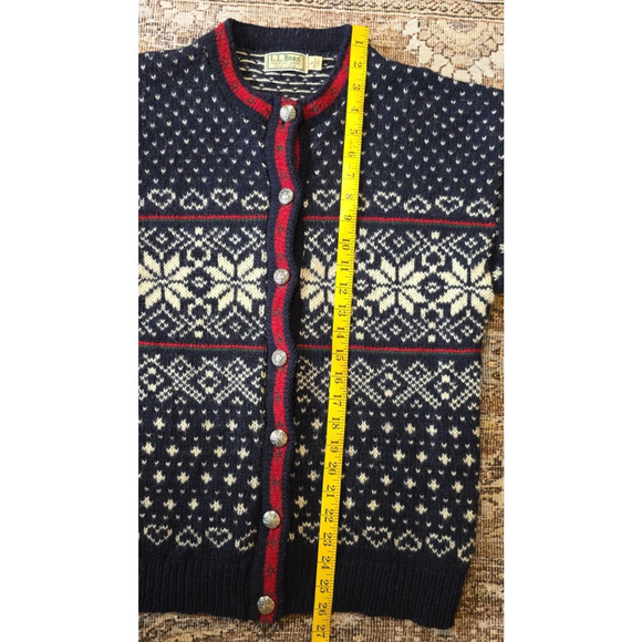 VTG L.L. Bean Women’s Nordic Wool Cardigan Sweater USA Snowflake Knit Large - Picture 4 of 8